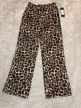 Veronica Beard Taylor High Rise Wide Leg in Washed Leopard size 27 NEW WITH TAGS